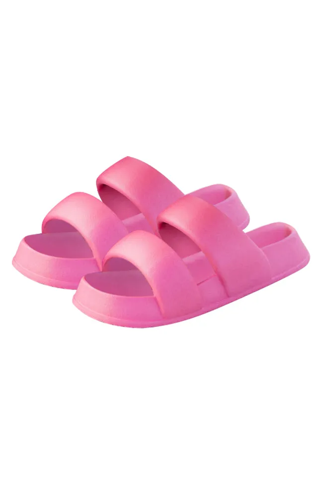 Ciana Hot Pink Double Strap Cloud Slides FINAL SALE