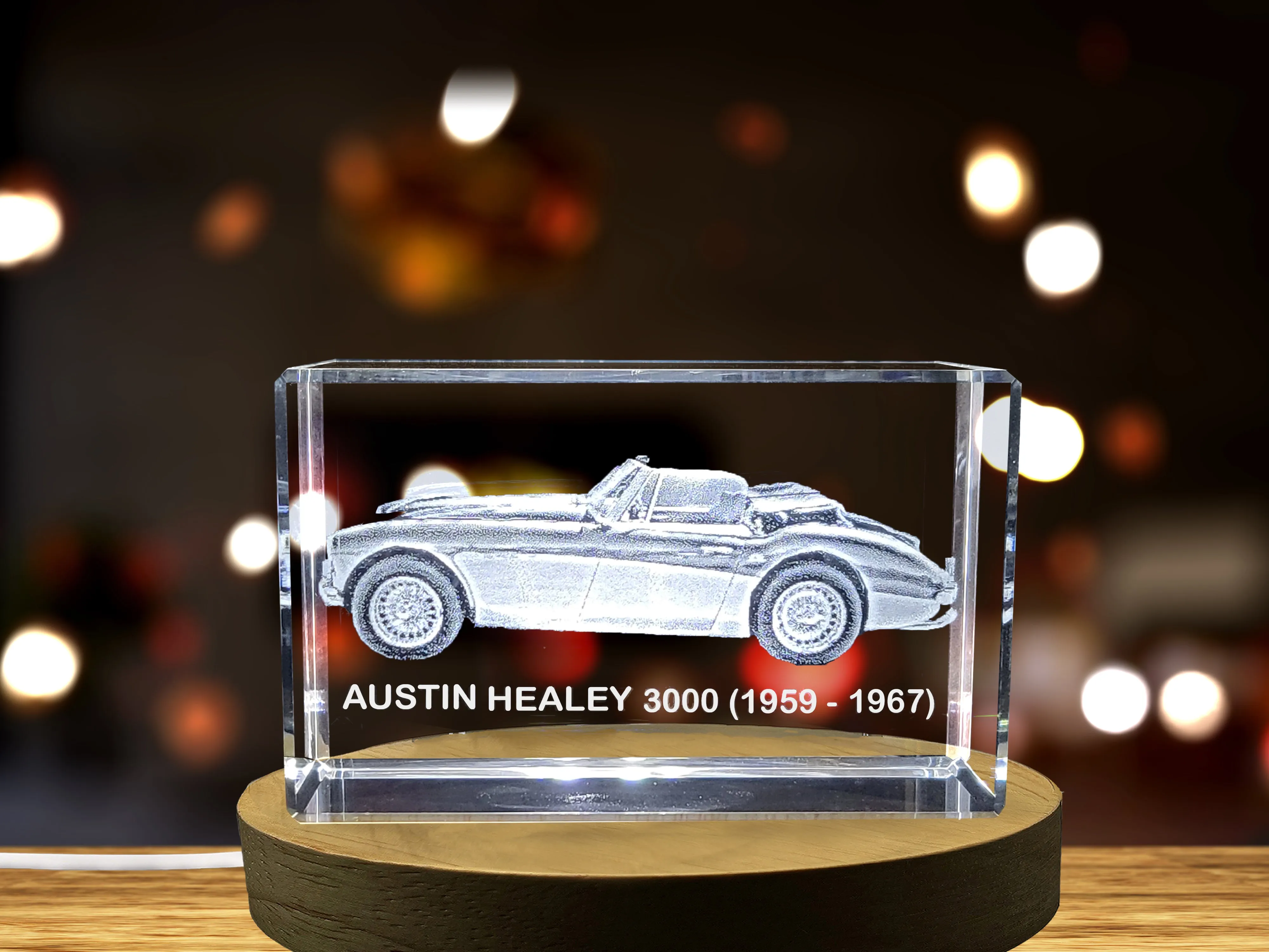 Classic British Heritage: Austin-Healey 3000 (1959–1967) - 3D Engraved Crystal Tribute