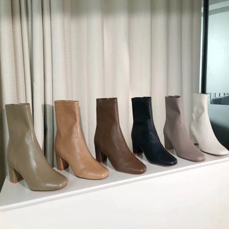 Classic Slimming Boots Elegant Glove-Like Ankle Boots High Heel Side Zipper Boots