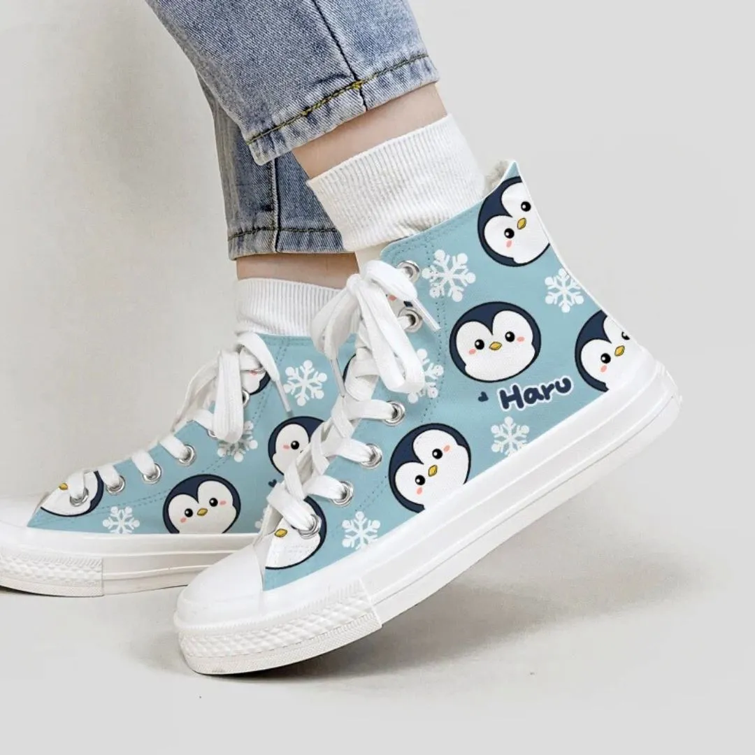 *CLEARANCE* Haru the Penguin High Top Canvas Shoes - Unisex