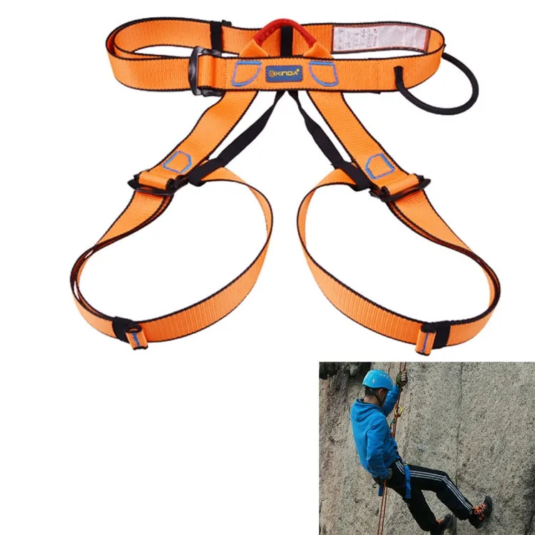 Climbing Harness Safe Seat Belt for Rock High Level Caving Climbing Adjustable Rappelling Equipment Half Body Guard Protect(Orange)