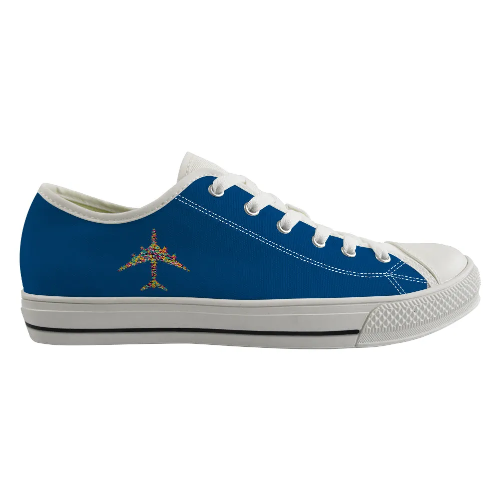 Colourful Airplane Designed Canvas Shoes (Men)