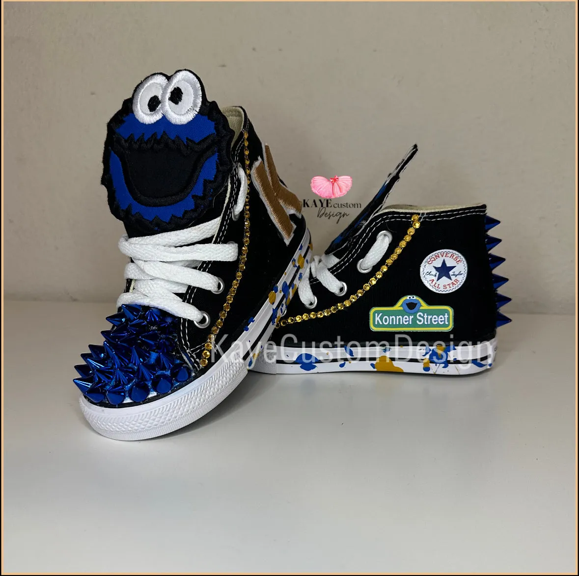 Cookie Monster Shoes | Blue Boys Birthday Bling Shoes