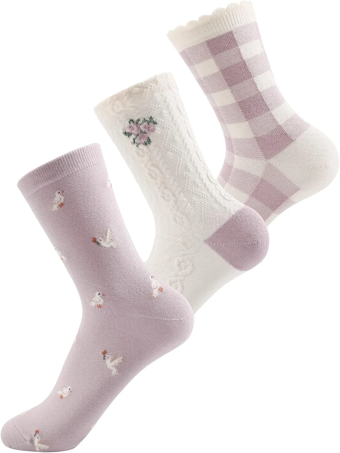 Cute Socks for Women Funny Crew Socks Cotton Cute Animal Ankle Socks 3 Pairs Great Gifts for Girls