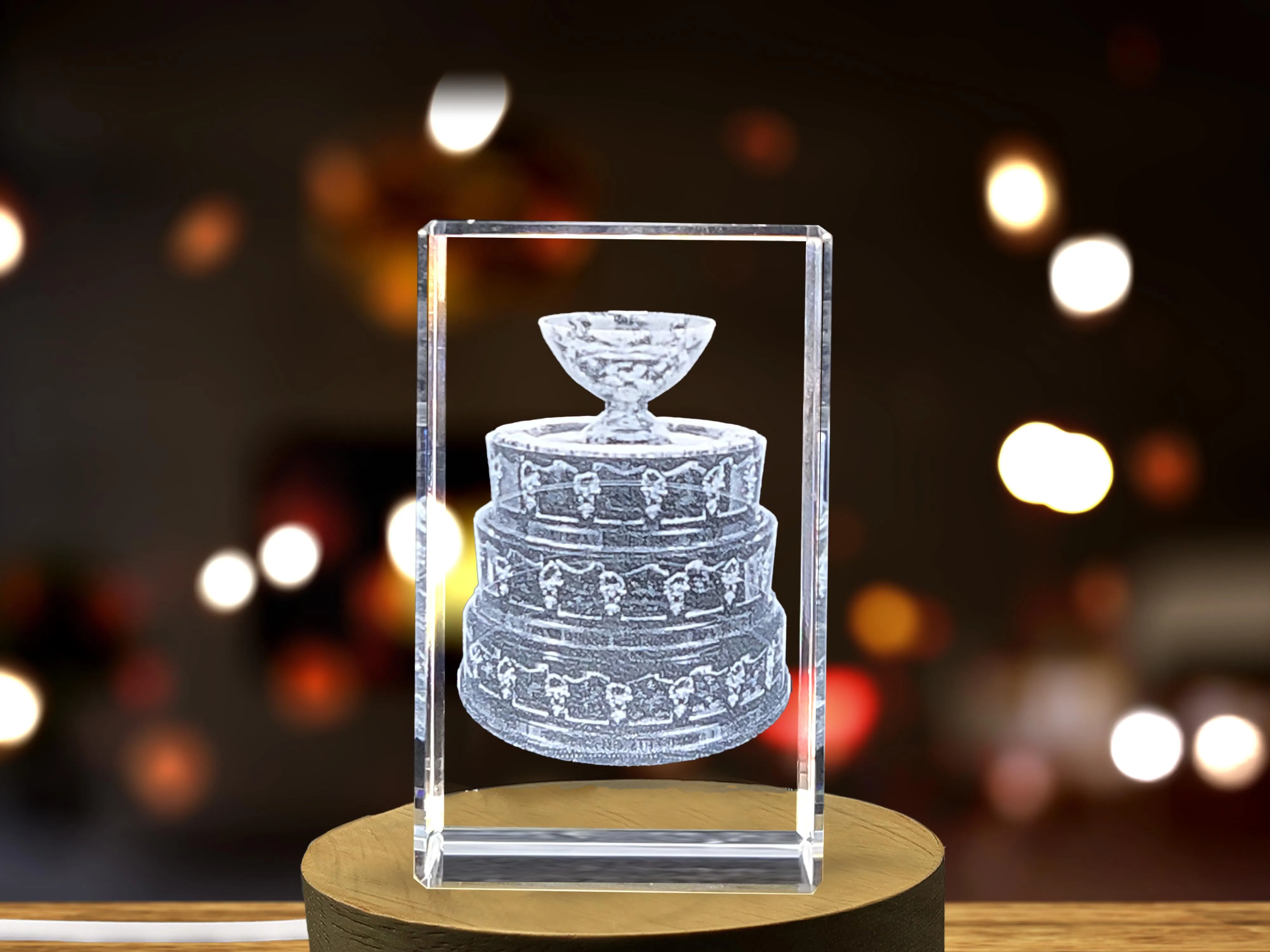 Davis Cup Trophy Replica | 3D Engraved Crystal Award for Sports Tournament Champion