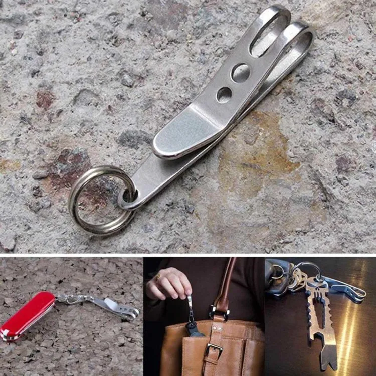 EDC Bag Key Ring Suspension Clip with Metal Key Ring Buckle Carabiner Stainless Steel Outdoor Tool