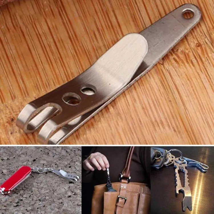 EDC Bag Key Ring Suspension Clip with Metal Key Ring Buckle Carabiner Stainless Steel Outdoor Tool