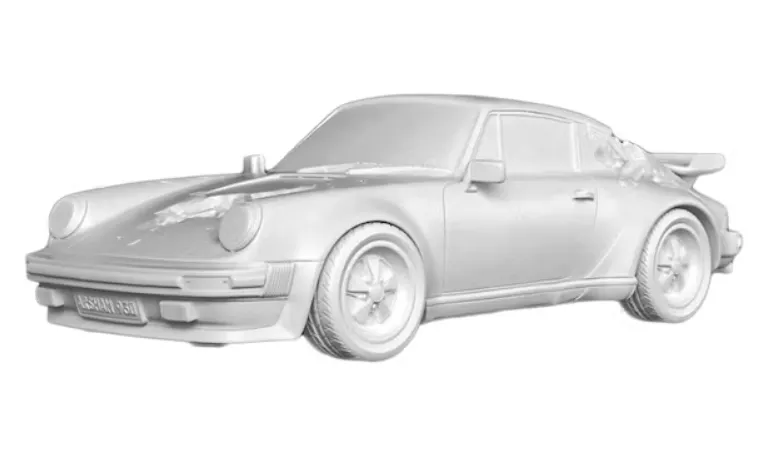 Eroded Porsche 911 Turbo 930 Selenite Quartz Sculpture by Daniel Arsham