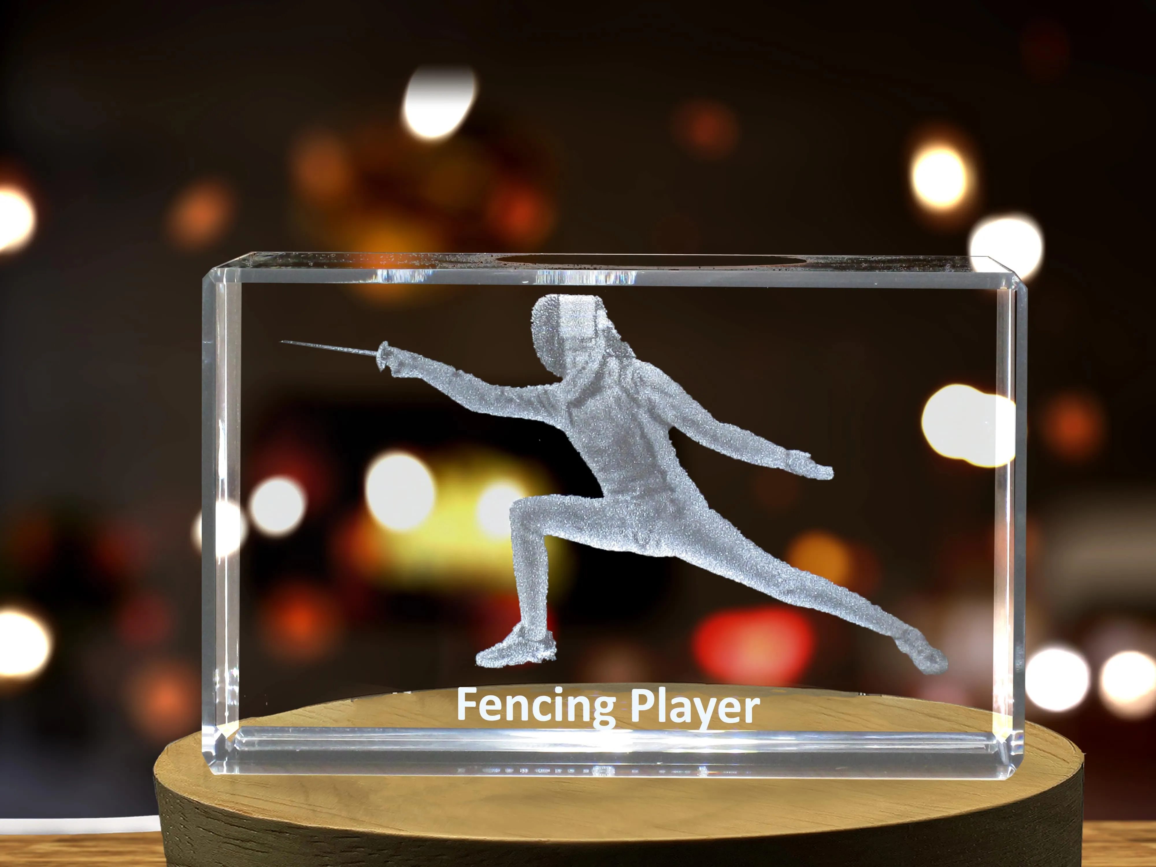 Fencing Player 3D Engraved Crystal 3D Engraved Crystal Keepsake/Gift/Decor/Collectible/Souvenir