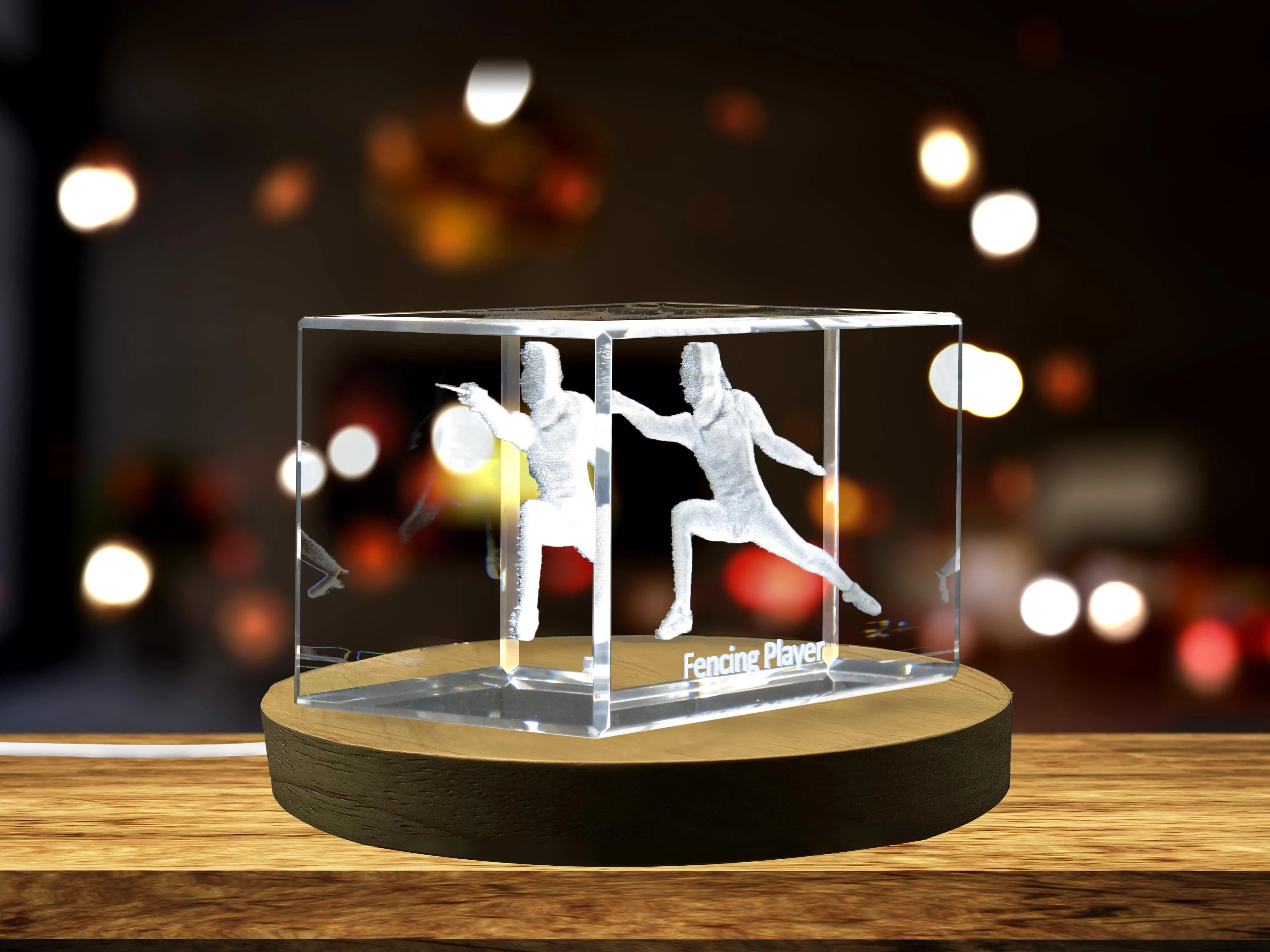 Fencing Player 3D Engraved Crystal 3D Engraved Crystal Keepsake/Gift/Decor/Collectible/Souvenir