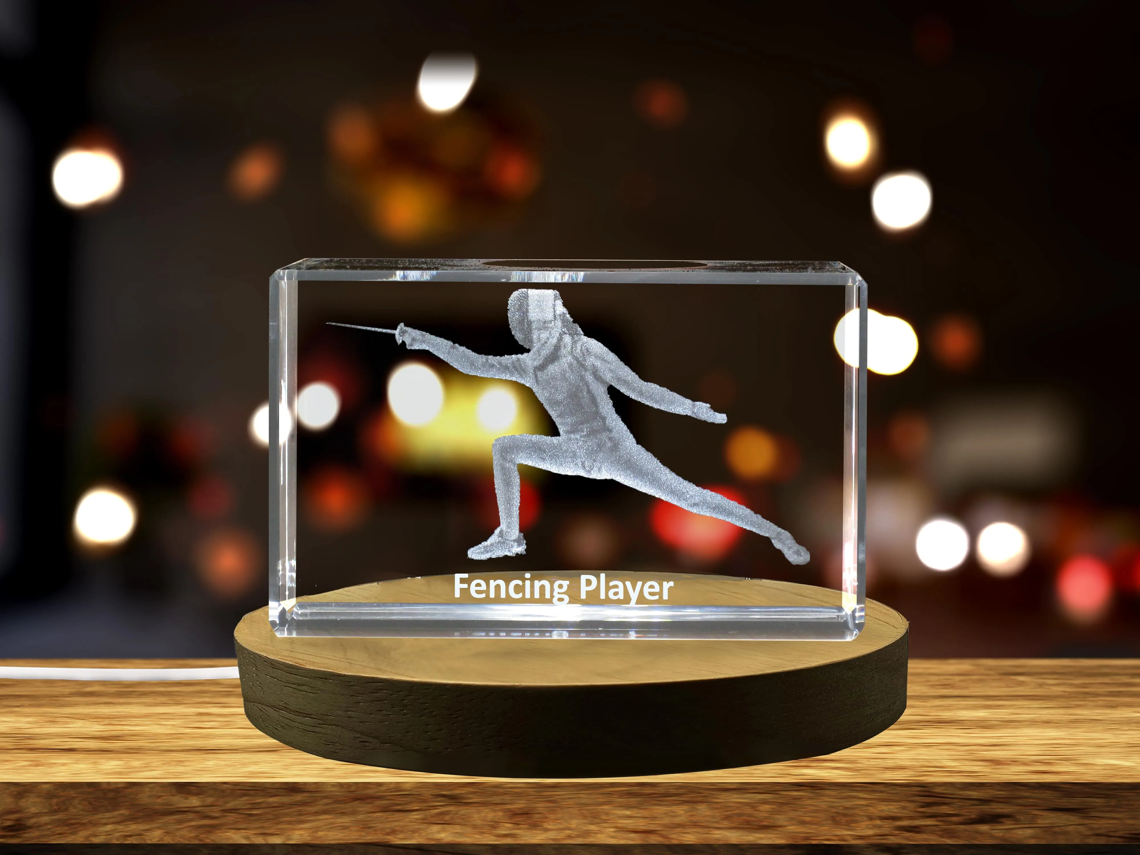 Fencing Player 3D Engraved Crystal 3D Engraved Crystal Keepsake/Gift/Decor/Collectible/Souvenir