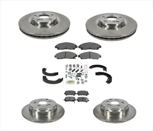 Front & Rear Brake Rotors & Ceramic Brake Pads for 2012-2015 Honda Pilot