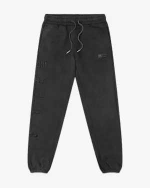 GEEDUP STACKED LOGO TRACK PANTS VINTAGE WASHED BLACK