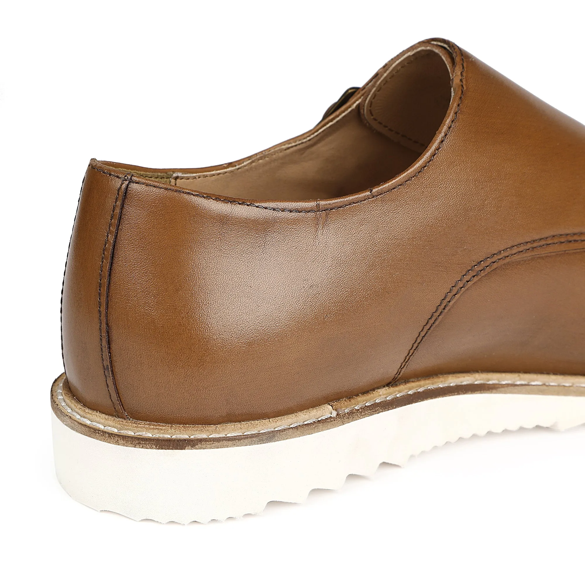 Genuine Leather Tan Double monk Sneaker Shoes