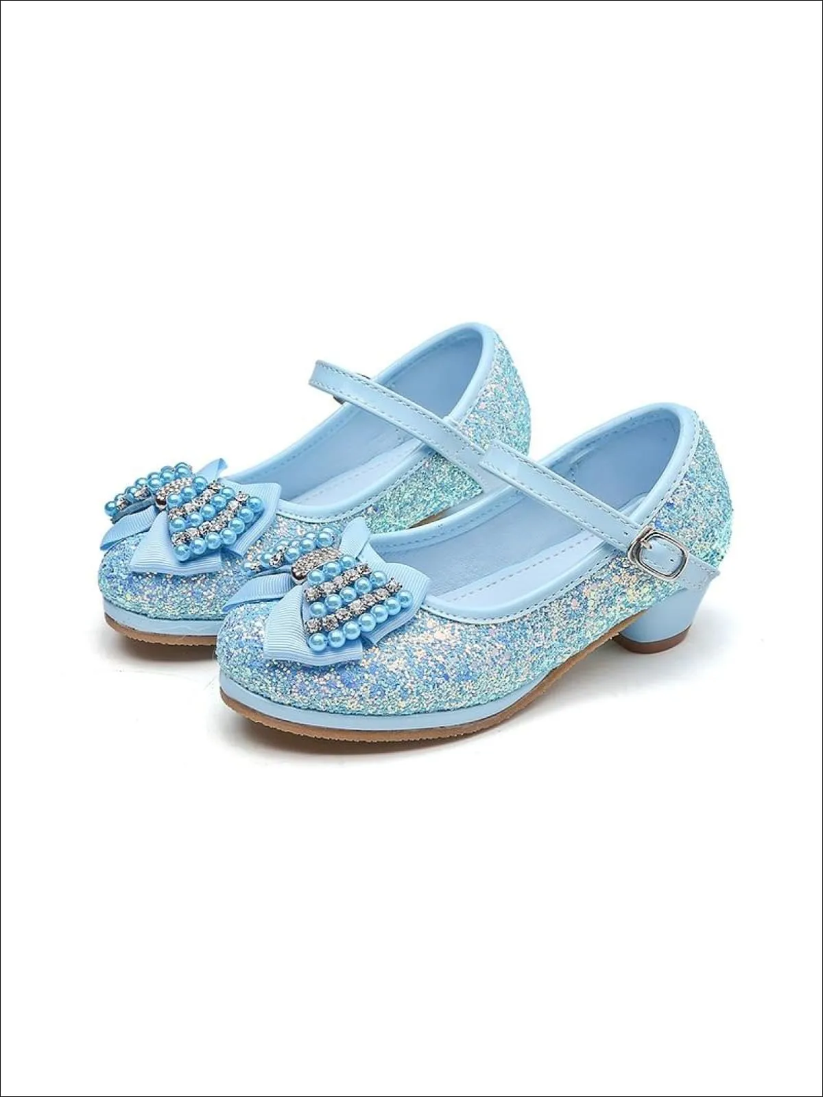 Glitter Bow Tie Pearl Embellished Princess Shoes By Liv and Mia