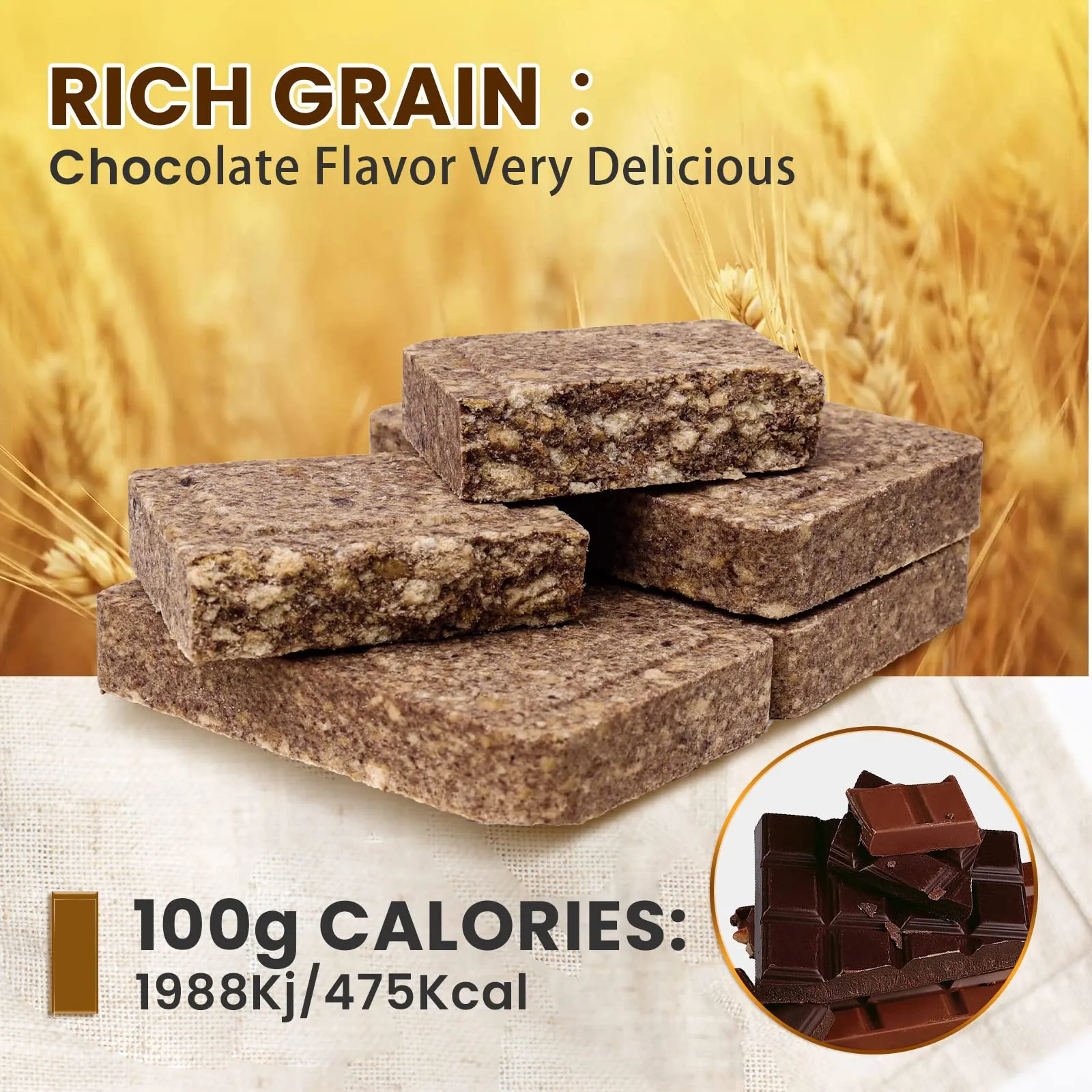 High Energy Ration Bars - Chocolate Flavor and Multi Vitamin 12 Count (2 Pack)