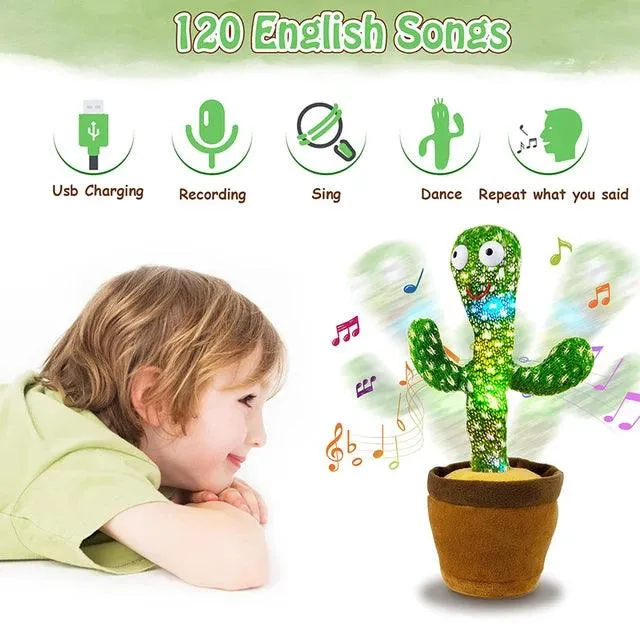 Interactive 1pc Dancing & Talking Cactus Toy - Mimicking and Recording Features for Baby Boys & Girls - Sunny Cactus Up Plus