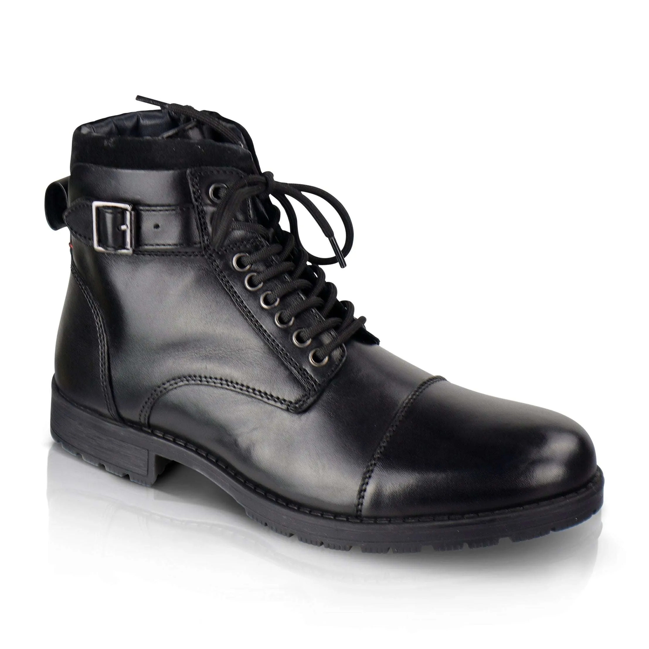 JJ Leather Lace up Boot - Black