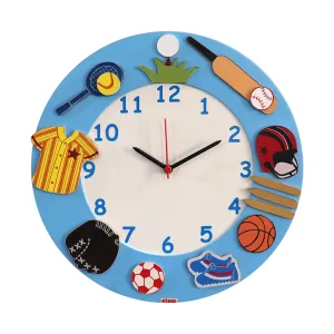 KIDOZ Wall Clock for Kids, Animal Themed Clock, Kids Room Wall Decor - Silent Analog Kids Clock - Designer Stylish Clock to Tell Time, Study Room Colorful Clock (Blue)