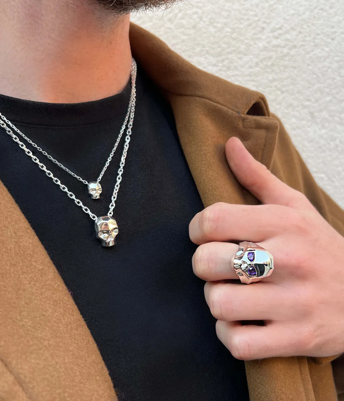 Large Carved Skull Ring