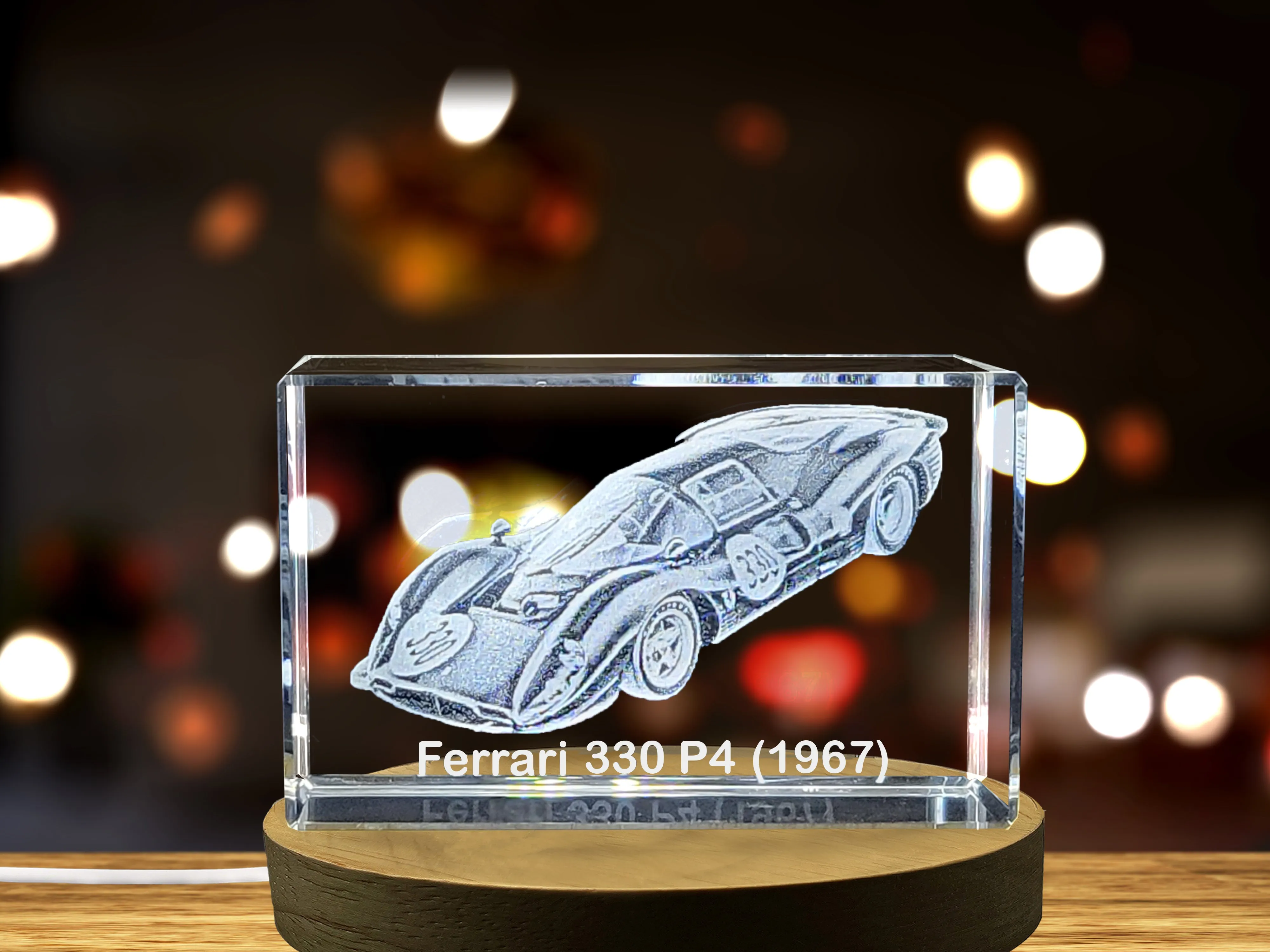 Legendary Power: Ferrari 330 P4 (1967) - 3D Engraved Crystal Tribute