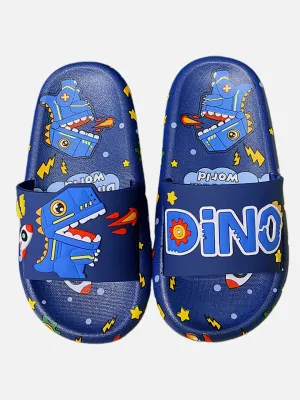 Little Surprise Box Dark Blue all over Dino theme Slip on Clogs/Footwear for Toddlers & Kids