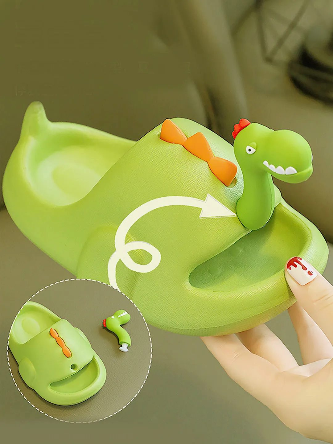 Little Surprise Box Fluorescent 3d Long Neck Dino Slip on Clogs Footwear for Toddlers & Kids