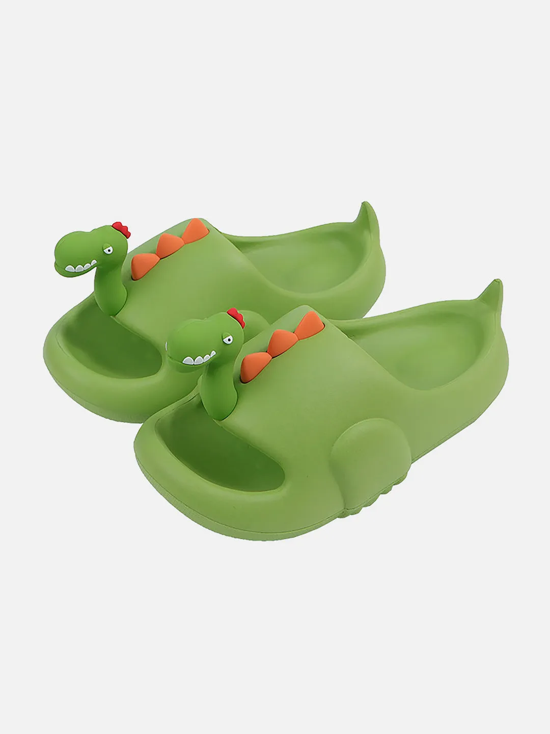 Little Surprise Box Olive 3d Long Neck Dino Slip on Clogs/Footwear for Toddlers & Kids