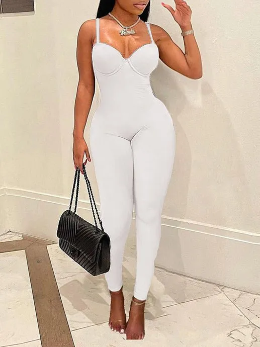 Low-Cut Suspender Skinny Hip-Lifting Sports Jumpsuit