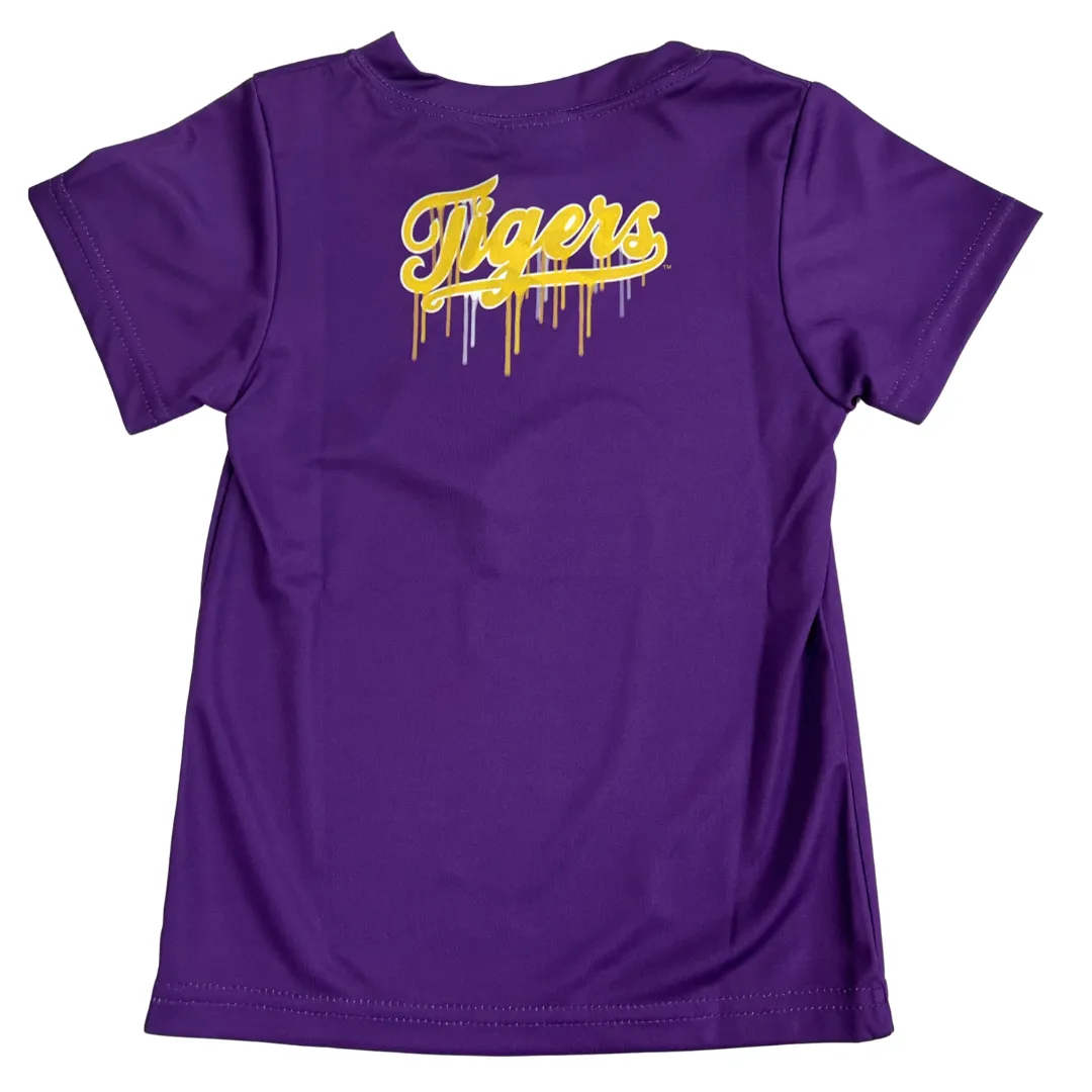 LSU Dripping Baseball Helmet Performance Tee