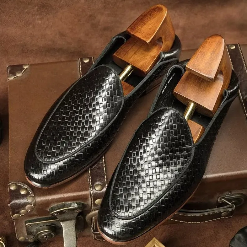 Luxury Cow Leather Exotic Texture Slip-on Loafers