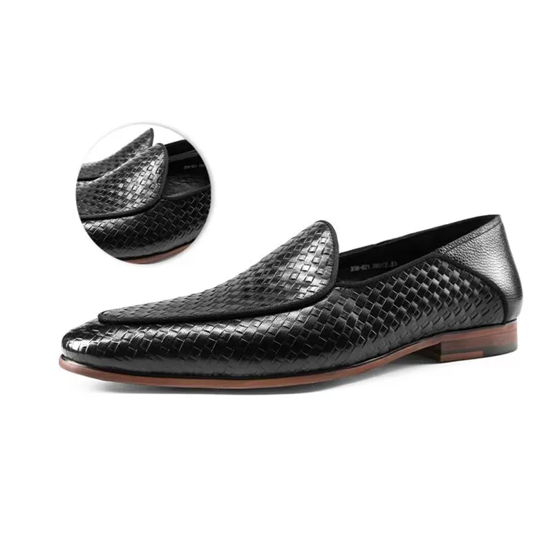 Luxury Cow Leather Exotic Texture Slip-on Loafers