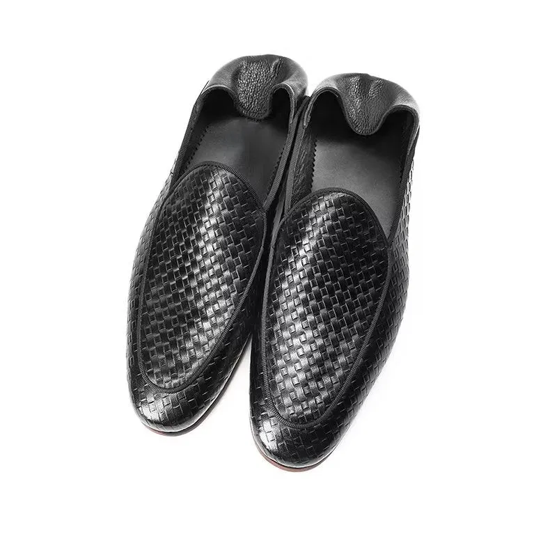 Luxury Cow Leather Exotic Texture Slip-on Loafers