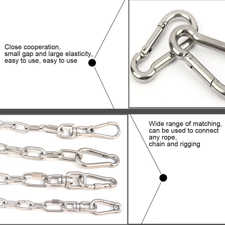 M10 Stainless Steel Carabiner Spring Hook Multi-tool Mountaineering Buckle Lock Camping Hook Rope, Inner Diameter: 9.74mm