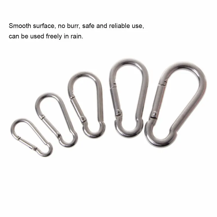 M10 Stainless Steel Carabiner Spring Hook Multi-tool Mountaineering Buckle Lock Camping Hook Rope, Inner Diameter: 9.74mm