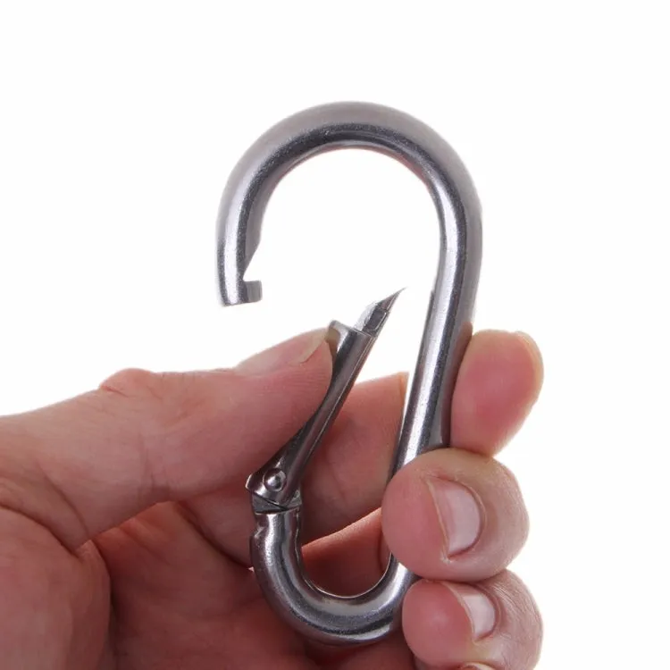 M10 Stainless Steel Carabiner Spring Hook Multi-tool Mountaineering Buckle Lock Camping Hook Rope, Inner Diameter: 9.74mm