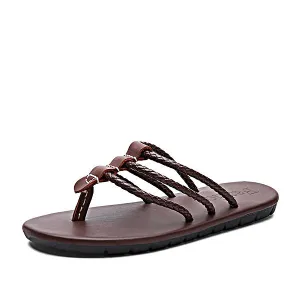 Men Genuine Leather Sandals Men The First Layer Of Leather Sandals Flip Flops Fashion Weaving Shoe