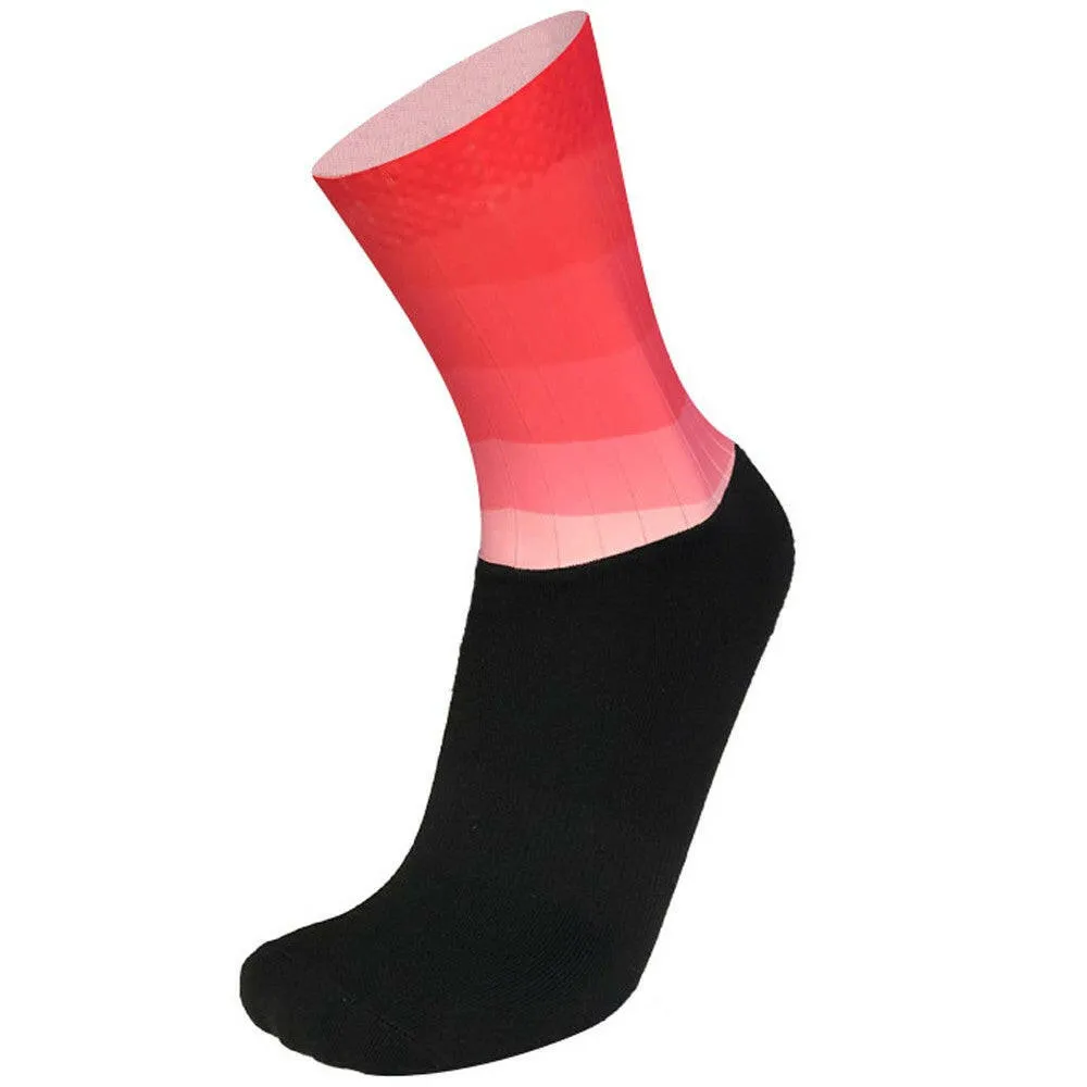 Men Women Gradient Color Socks Silicone Antiskidding Breathable Short Socks for Cycling Running Mountaineering