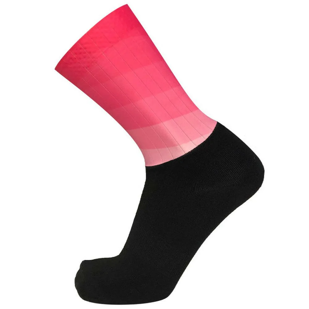 Men Women Gradient Color Socks Silicone Antiskidding Breathable Short Socks for Cycling Running Mountaineering