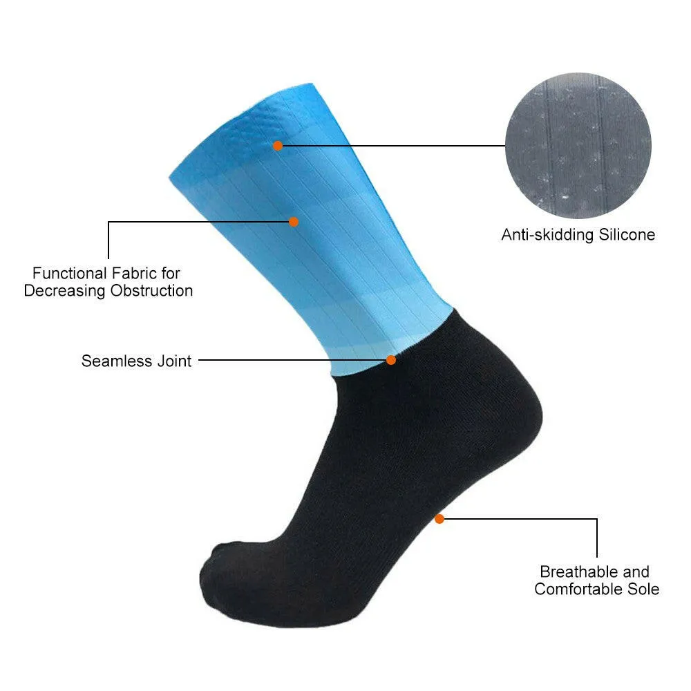 Men Women Gradient Color Socks Silicone Antiskidding Breathable Short Socks for Cycling Running Mountaineering