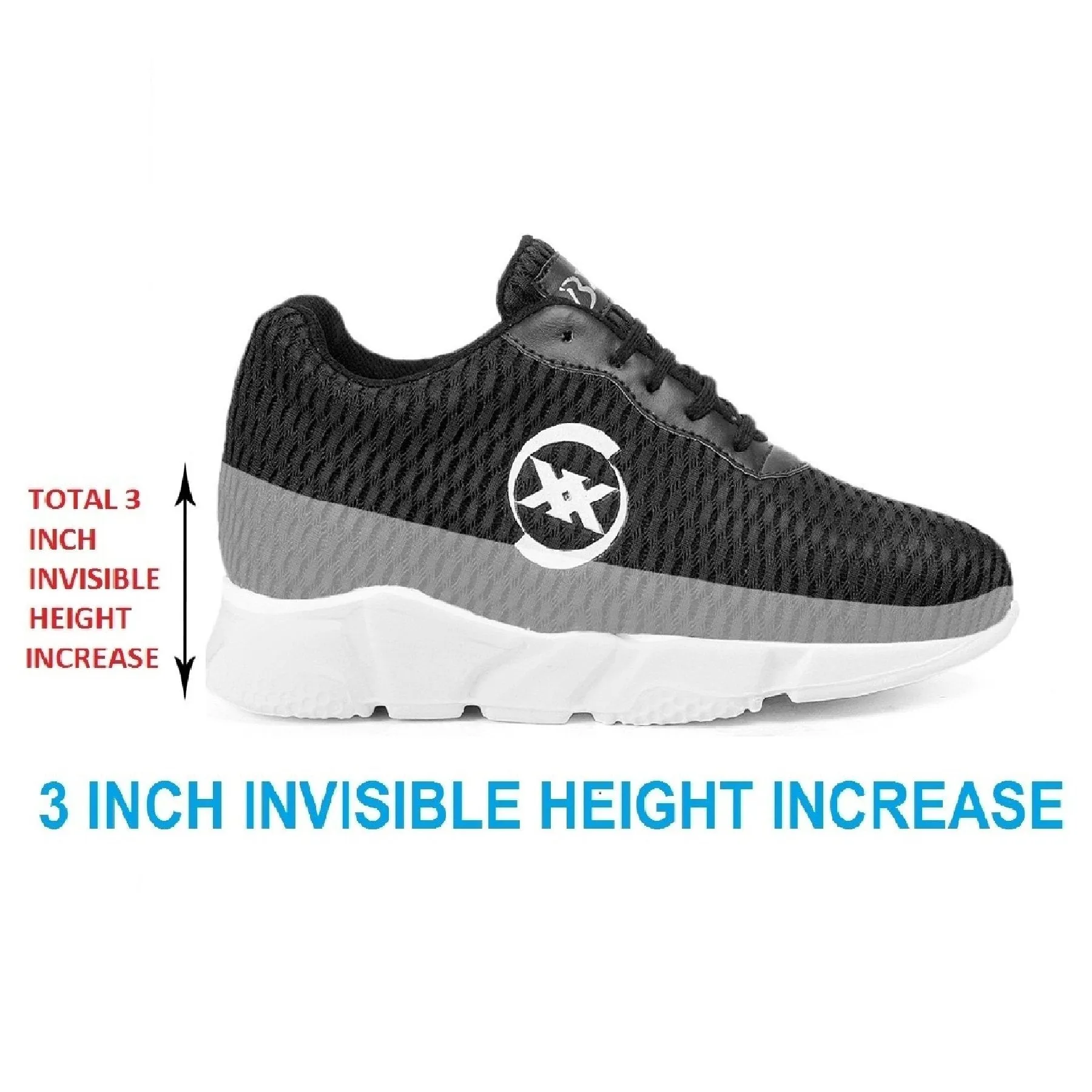 Men's 3 Inch Hidden Height Increasing Casual Sport Shoes