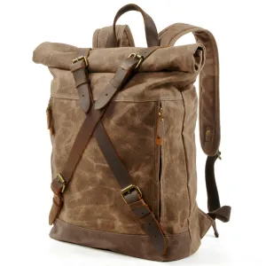 Men's Canvas Travel Bag Outdoor Backpack Vintage Durable Sports Bag Large Capacity Bag Leather Backpack For Him