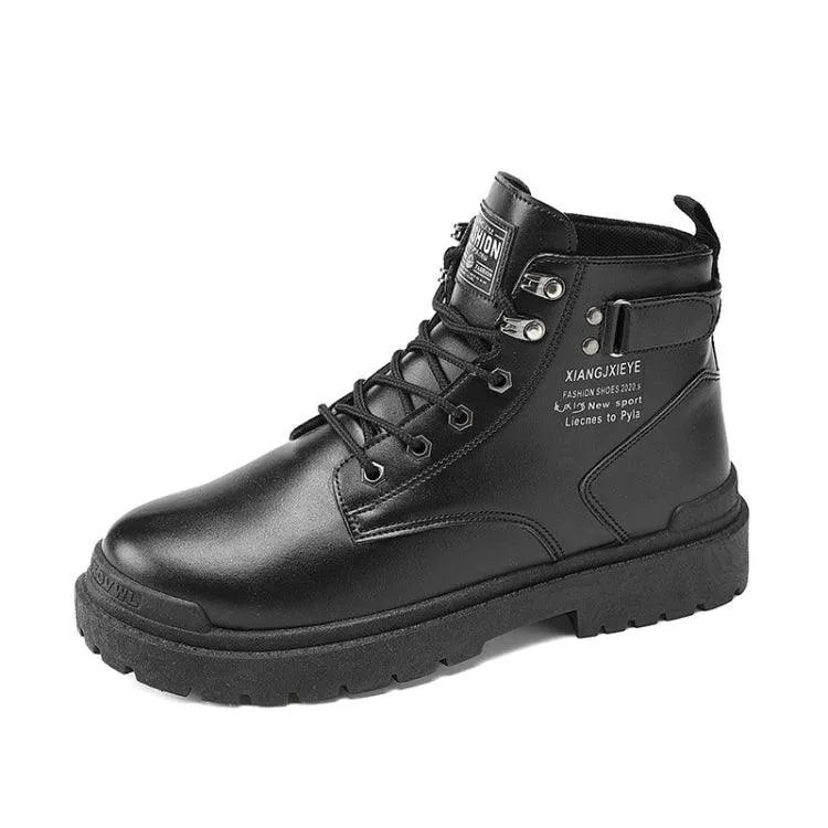 Men's High-Top Leather Motorcycle Boots - Comfortable Work Footwear