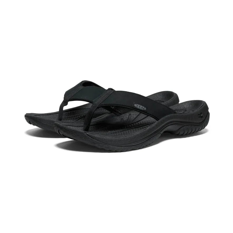 Men's Keen Kona Leather Flip Flop Color: Black/ Steel Grey