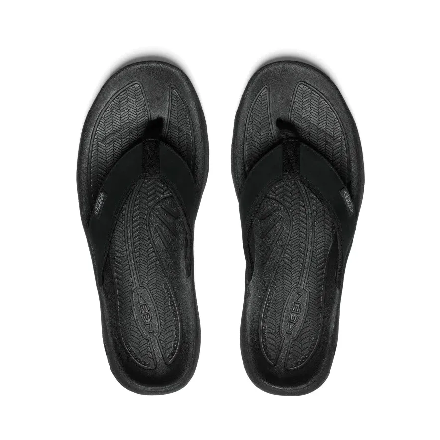 Men's Keen Kona Leather Flip Flop Color: Black/ Steel Grey