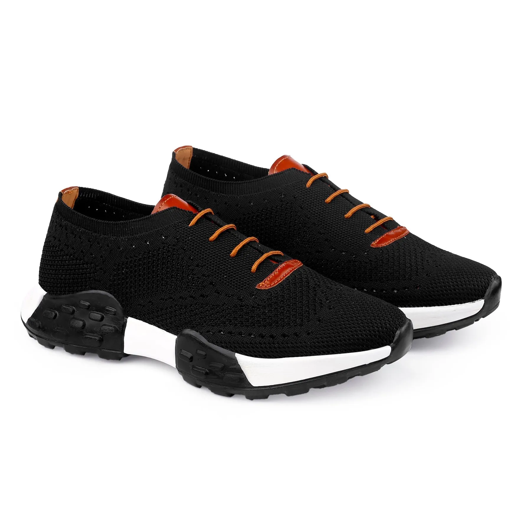 Men's Latest Knitted Upper Casual Brogues Lace-Up Running Shoes