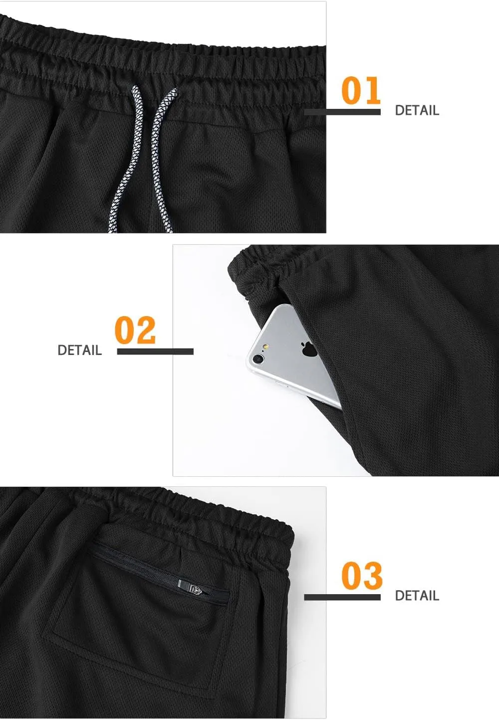 Mens Running Gym 2 in 1 Sports Shorts Breathable Outdoor Workout Training Shorts with Pockets