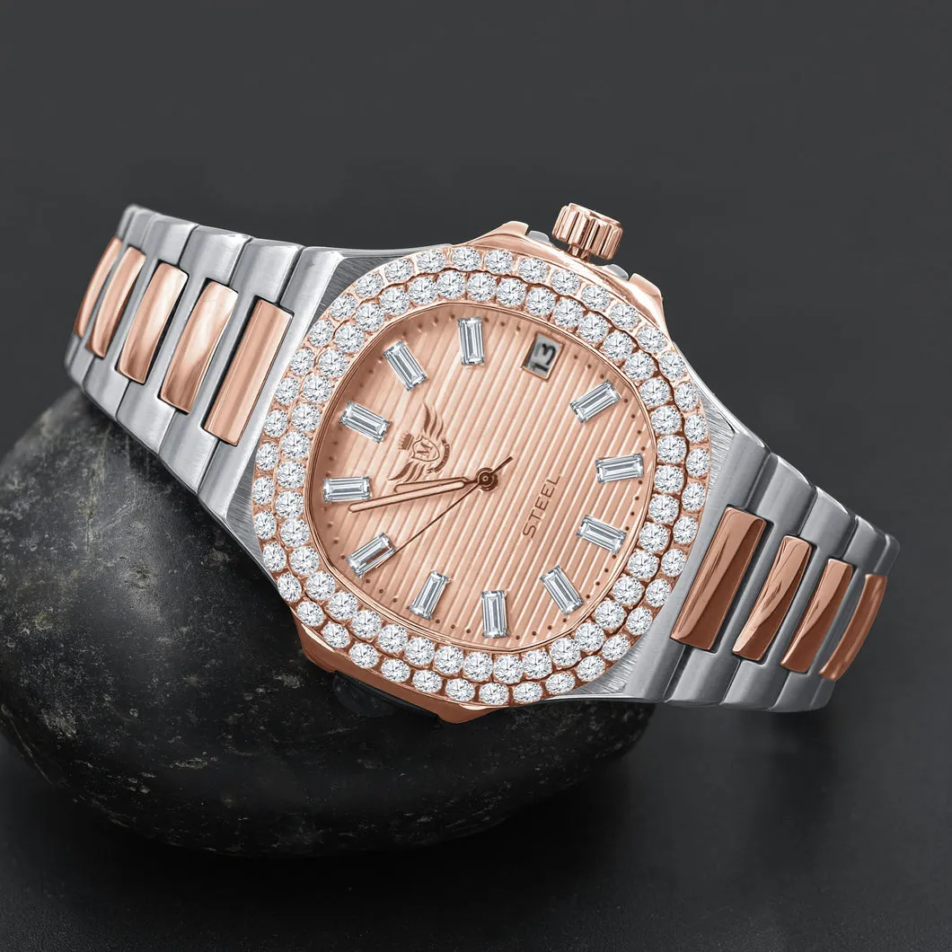 Modern Stainless Steel CZ Bezel Sports Watch