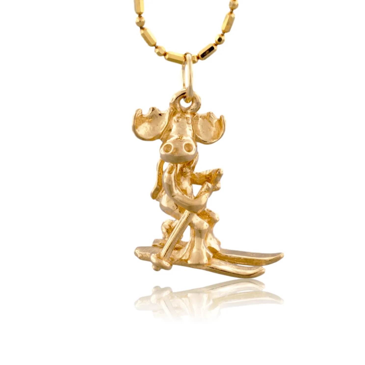 Moose Skiing Charm