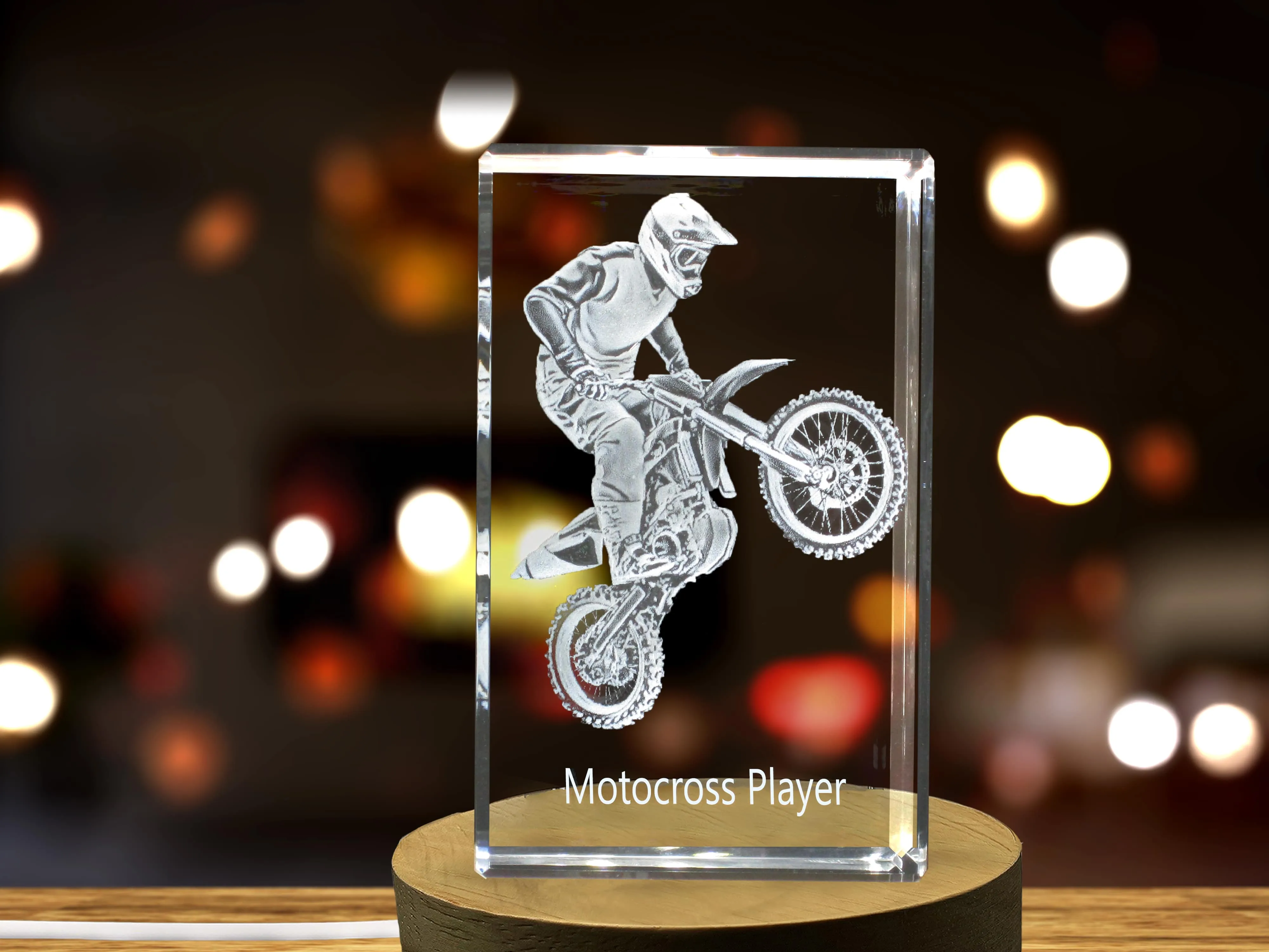 Motocross Player 3D Engraved Crystal 3D Engraved Crystal Keepsake/Gift/Decor/Collectible/Souvenir